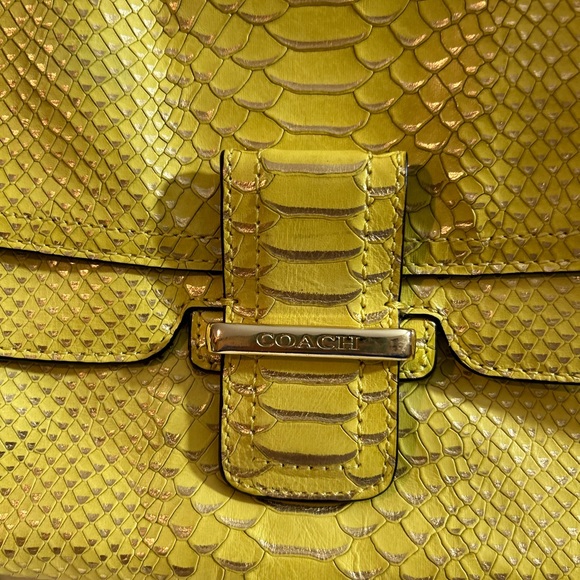 Coach Madison Pinnacle Lily Yellow Python Embossed Leather Hobo Shoulder Bag - Picture 3 of 16